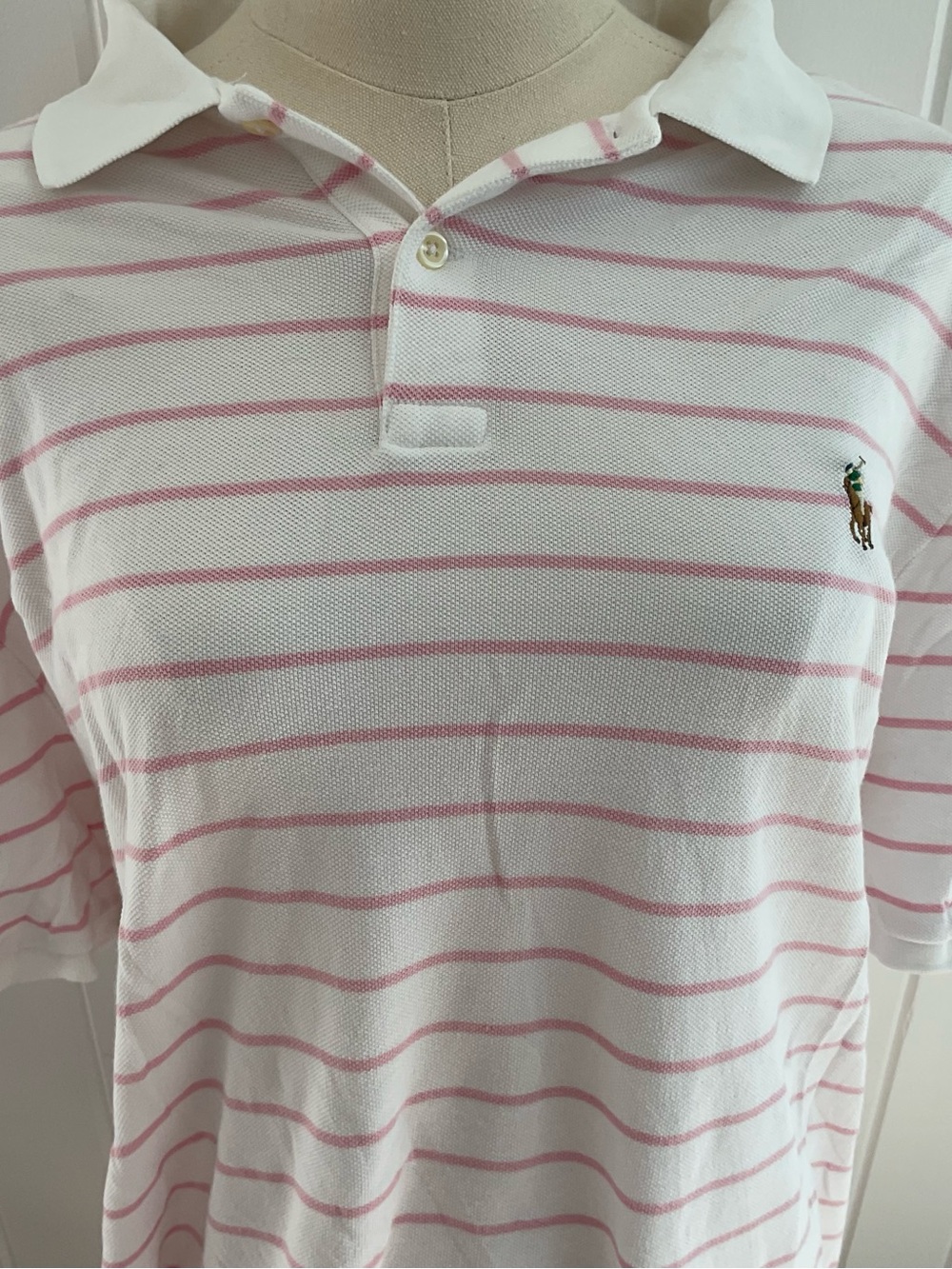 Ralph Lauren White Polo with Light Pink Stripes